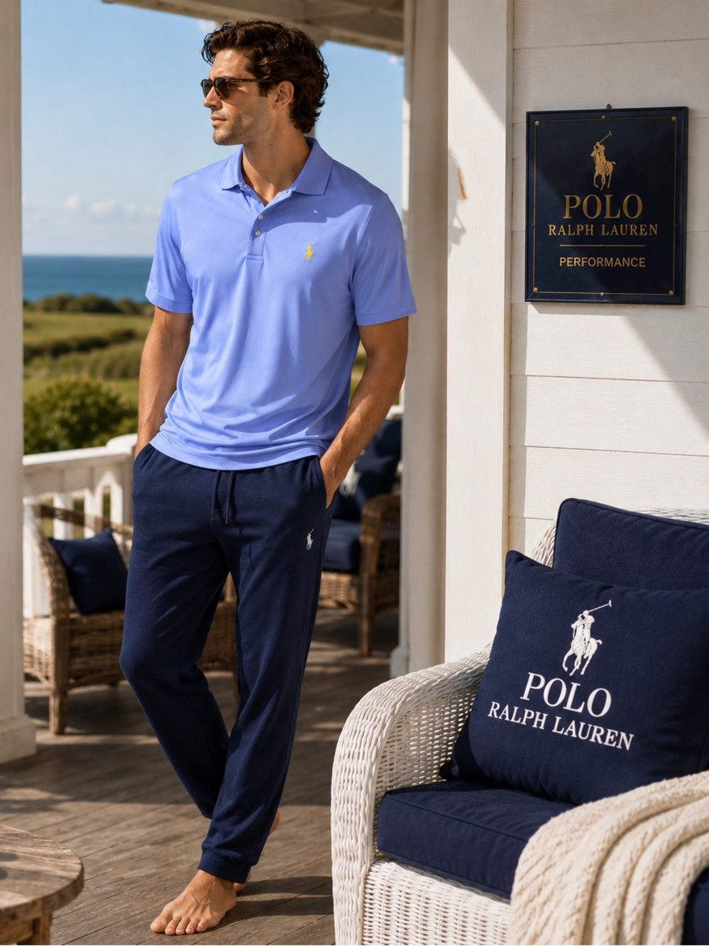 POLO RALPH LAUREN New Polo Shirt XXL PERFORMANCE Blue Classic Fit Men's